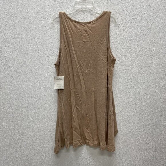 New Threads for Thought Womens Large Tank Top Tan Dolce Cotton Modal High Low - Picture 2 of 8